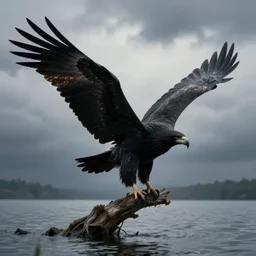 Un beau jour, ou peut-être une nuit Près d'un lac je m'étais endormie Quand soudain, semblant crever le ciel Et venant de nulle part Surgit un aigle noir Lentement, les ailes déployées Lentement, je le vis tournoyer Près de moi, dans un bruissement d'ailes Comme tombé du ciel L'oiseau vint se poser