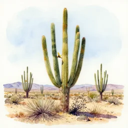 ocotillo desert, high quality watercolors, award winning, trending on artstation