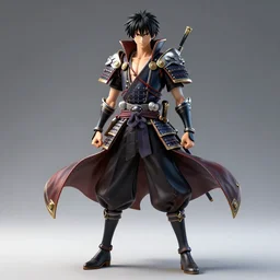 samurai warrior guy in the style of Kill la Kill(2013),Gurren Lagann,full length, exquisite detail, post-processing, masterpiece, volumetric lighting, high details, 8k resolution, beautiful detailed,