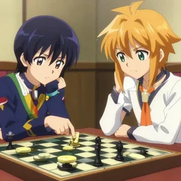 Shiro and Sora from the anime No Game No Life playing chess