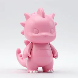 small chibi stylized kaiju japanese sofubi, glossy, soild pink mold, smooth texture, promo shot