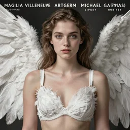 a beautiful angel with white feather bra portrait | | realistic shaded, unpleasant face, bad looking, fine details, realistic shaded lighting poster by greg rutkowski, magali villeneuve, artgerm, jeremy lipkin and michael garmash and rob rey