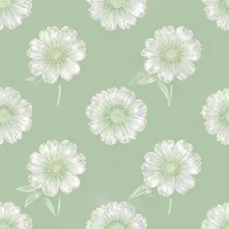 sage green pastel colors girly flowers pattern by blake kathryn realistic volumetric holographic foil textures subtle glitch effect