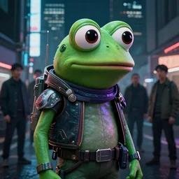 photo portrait of a cyberpunk pepe the frog, future tokyo, film noir, high detail, intricate detail, cinematic lighting, ghost in the shell, night, by sachin teng and sergey kolesov and ruan jia and heng z and wlop. beautiful, scifi, fantasy, hyper detailed, octane render, artstation