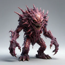 scary monster with flesh and tendrels spikes outside