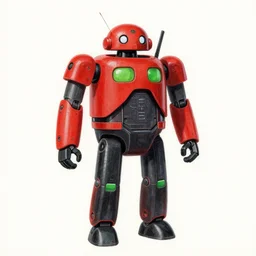 a drawing of an android using red black and green colors