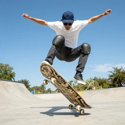 alligator, skateboarding like a pro, still, mid kick flip, wearing sun glasses and a backwards baseball cap