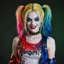portrait of harley quinn as shehulk,, au naturel, hyper detailed, digital art, trending in artstation, cinematic lighting, studio quality, smooth render, unreal engine 5 rendered, octane rendered, art style by klimt and nixeu and ian sprigger and wlop and krenz cushart.