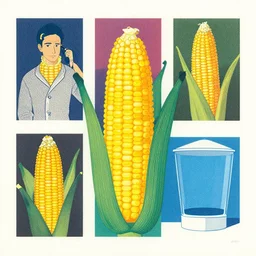 bbqing corn, risograph by laurie greasley, kawase hasui, josan gonzalez, jean giraud, moebius and edward hopper, colourful flat surreal design, in the style of oxenfree and hollow knight, super detailed, a lot of tiny details, fullshot