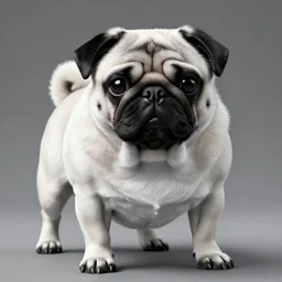 a buffed pug with muscles, black and white, intricate, masterpiece, stunning