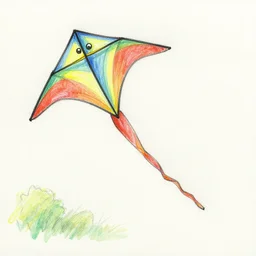 coloured sketch of isha flying kite
