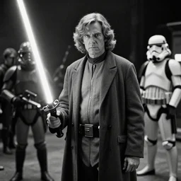 photo from the set of a star wars movie directed by ed wood, black and white