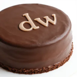 chocolate cake with [ [ letters ] ] [ d ] [ w ]