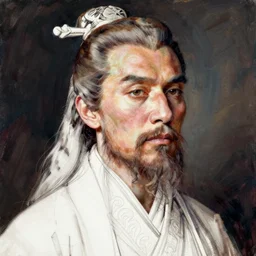 a portrait of cao cao, art by james jean, by lucian freud, line art,