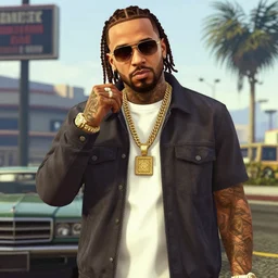 Orelsan in a GTA V art by Stephen Bliss