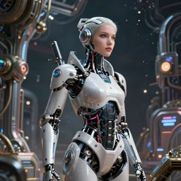 the wanderer, beautiful female android!, intricate detailed environment, photorealistic!, octane render, mechanical, concept art, cinematic lighting, digital art, interstellar, hyper realism, sharp, cyberpunk 2 0 7 7, 8 k. by angus mckie, moebius, maciej kuciara, stanley lau, artgerm