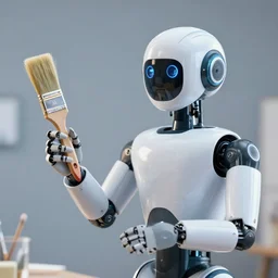 a robot holding a paintbrush