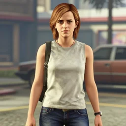 Screenshot of Emma Watson as a playable character in GTA 5