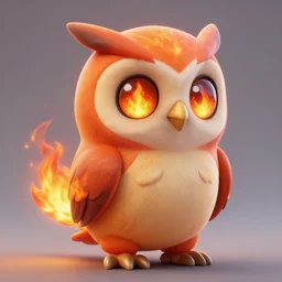 full shot,a cute fire owl Pokémon with big eyes made of flame,Greg Rutkowski,trending on artstation,Thomas Kinkade,3d octane render,Light and shadow, High detail