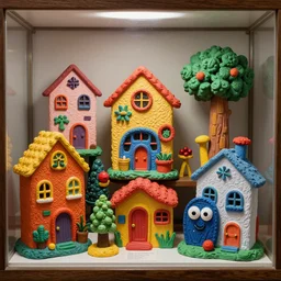 a display case containing moulded household objects made of vividly colorful intricately detailed plastic, in the bold vivid surreal sculptural assemblage nostalgic style of Joseph Cornell