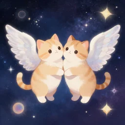 cute cats with angel wings, fantasy, cosmos, dominique salm