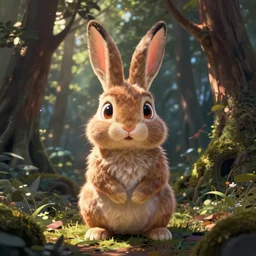 digital painting of a weird rabbit, forest, genndy tartakovsky, in the style of pixar, up, character