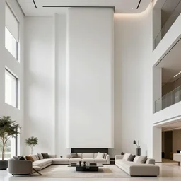 giant Italian modern castle living room, clean minimalist design, that is 1300 feet tall, with very tall giant walls filled with modern art paintings, doors that are cosmic portals, photo by Annie Leibovitz, with modern steel sculpture by Tony Cragg
