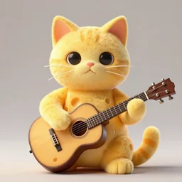 A Portrait of a Cat with a body made out of cheese, the cat is playing guitar. octane render, 8k, Hyperrealistic