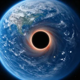 Photo of a Black Hole seen from Earth, very detailed, daytime