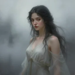 painting of a mystical goddess in fog, highly detailed, digital painting, artstation, concept art, smooth, sharp focus, illustration, art by gabriele dell otto, 8 k