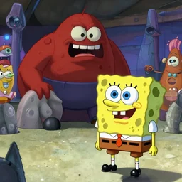 cinematic artwork of spongebob SquarePants staring down the enemy on the battlefield by Greg Rutkowski, 4k, masterpiece