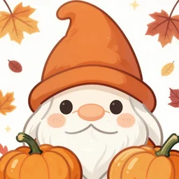 hand drawn cute one gnomes face in autumn and pumpkin, detailed closeup face, concept art, low angle, high detail, warm lighting, volumetric, godrays, vivid, beautiful, trending on artstation, art by artgerm and greg rutkowski and alphonse mucha
