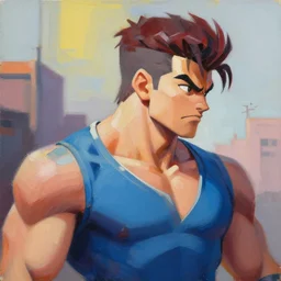 greg manchess portrait painting of guile from street fighter as overwatch character, medium shot, asymmetrical, profile picture, organic painting, sunny day, matte painting, bold shapes, hard edges, street art, trending on artstation, by huang guangjian and gil elvgren and ross tran