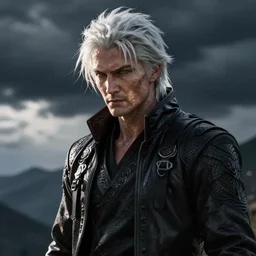 keanu reeves as dante from devil may cry, film still, white hair