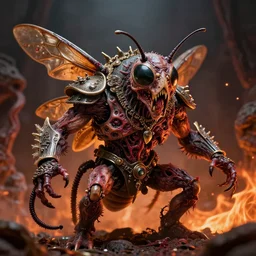 airbrush macro insect god - like viscera, rotting jewelry, armored sewer, rage, syd mead, chris foss, enric torres, alberto bontempi, feng zu hyper realism, narrative light, ember colors, epic, hyper detailed, awe inspiring, award winning horror, torch lighting, hyper realism, cinematical