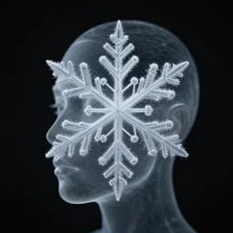 silk snowflake surreal photography with ethereal transparent human face