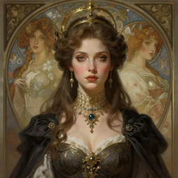 lady dimitrescu from re 8, deep focus, d & d, fantasy, intricate, elegant, highly detailed, digital painting, artstation, concept art, matte, sharp focus, illustration, hearthstone, art by artgerm and greg rutkowski and alphonse mucha