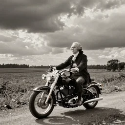 old photo of George Washington crossing the deleware on a motorcycle