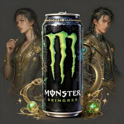 monster energy drink, fantasy, intricate, elegant, highly detailed, vivid color, digital painting, artstation, concept art, art by artgerm and and ruan jia