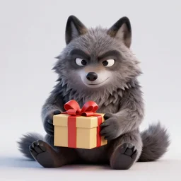 cute handsome cuddly burly surly relaxed calm timid werewolf from van helsing holding a present gift unreal engine hyperreallistic render 8k character concept art masterpiece screenshot from the video game the Elder Scrolls V: Skyrim deep vibrant gold citrus orange
