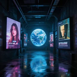 underground city at the center of the earth, chillwave, electronic billboards, tech noir, wet reflections, atmospheric, ambient, livia prima, greg rutkowski, edward hopper, pj crook