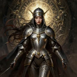 symmetry!! the world ends with you portrait of a female crusader, unholy, intricate, highly detailed, dynamic lighting, digital art, digital painting, artstation, terence nielsen, sharp focus, illustration, art by artgerm and greg rutkowski and moebius, 8 k