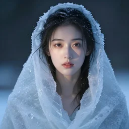a good looking girl draped with ice