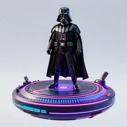 darth vader dj standing on a giant science fiction neon turntable at a astronaut rave, anti gravity, digital art, winning award masterpiece, fantastically beautiful, intricate, illustration, dan mumford, geof darrow, moebius, artgerm, alphonse mucha, roger dean,, 8 k