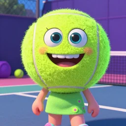 Lofi vaporwave portrait beautiful tennis ball monster diva model, dress, bikini, chalk, Pixar style, Tristan Eaton, Stanley Artgerm, Tom Bagshaw, Basil Gogos