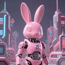 cyberpunk pink easter bunny as the leader of a futuristic communist nation, cybernetics, sharp lines, digital, artstation, colored in