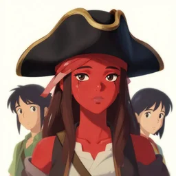 woman, red skin, pirate hat, behance hd artstation, style of jesper ejsing, by rhads, makoto shinkai and lois van baarle, ilya kuvshinov, ossdraws