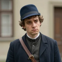 thirtysomething years old lee evans as a ( ( ( sad ) ) ), dreamy, quirky 1 9 th century, austrian postman. detailed soft focus natural lights, portrait by arthur rackham
