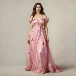 an ultradetailed mythological oil painting of a beautiful woman with long brown hair, full body, wearing pink floral gown, lying asleep inside a giant scallop shell, near the seashore, intricate lines, elegant, renaissance style, by peter paul rubens