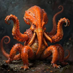 zoological portrait of orange cthulhu by john kenn mortensen